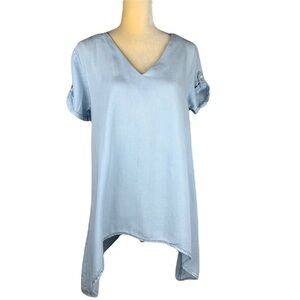 Live 4 Truth V Neck Shark Bite Chambray Denim Top